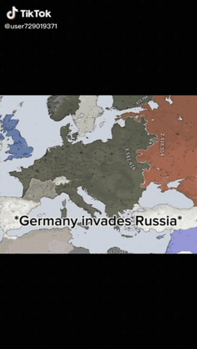 Map of Europe With Germany Invading Russia