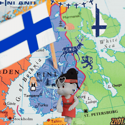 Map Of Finland With Flag And Toy GIF
