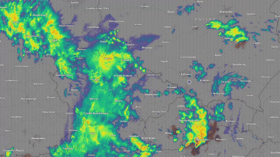 Map of Germany and Polska With Rain
