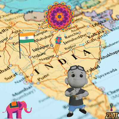 Map Of India With Cartoon Character GIF