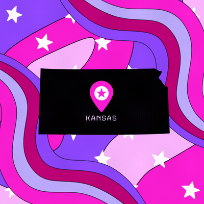 Map Of Kansas With Pink Pin GIF