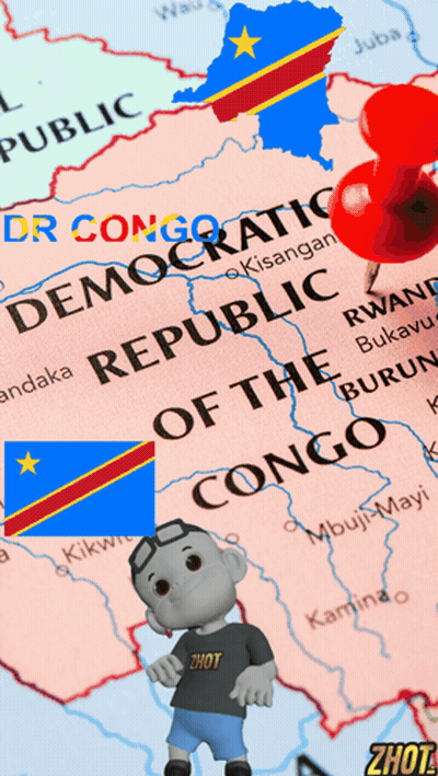 Map Of Republic Of Congo With Cartoon Character GIF