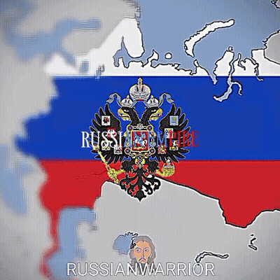 Map Of Russian Empire With Russian Warrior GIF
