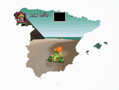 Map Of Spain With Mario Driving Kart 1/3 GIF