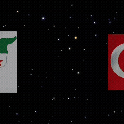 Map Of Syria With Crown And Red And White Flag GIF