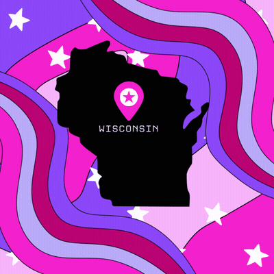 Map Of Wisconsin With Pink Star GIF