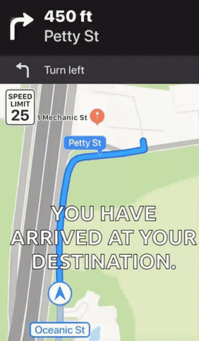 Map Saying 450 Ft Petty St Turn Left GIF