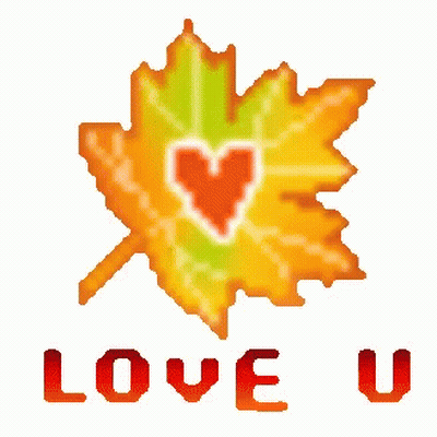 Maple Leaf With Heart Saying Love U GIF
