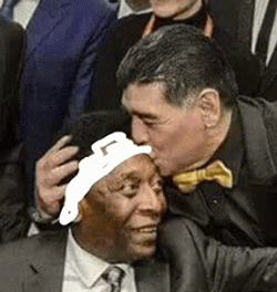 Maradona Kiss Pele On Forehead GIF