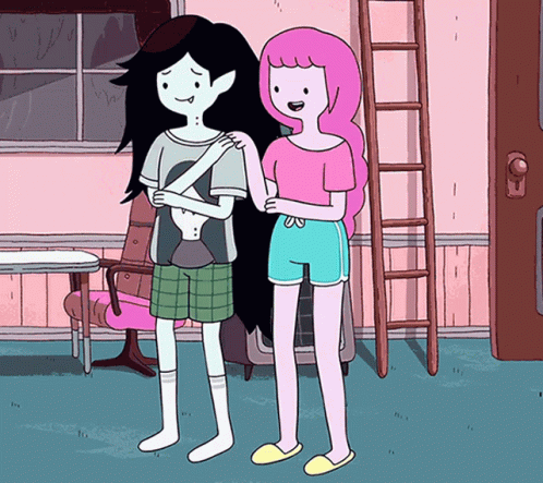 Marceline And Princess Bubblegum Are Standing Next To Each Other GIF