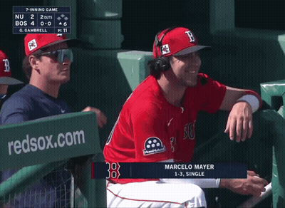 Marcelo Mayer Sitting In Dugout Watching Game GIF