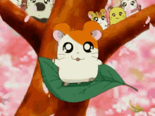 Marching Hamtaro Leaf Floating Anime Introduction GIF