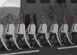 Marching Hourglass Heads GIF