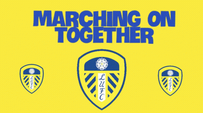 Marching On Together Blue Background Yellow Shield GIF
