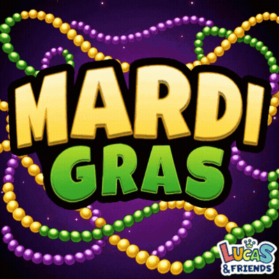 Mardi Gras Sign With Beads GIF