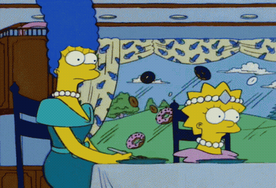 Marge And Lisa Simpson Eating Donuts GIF