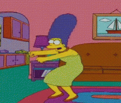 Marge Simpson Dancing In Living Room With Sailboat Picture GIF