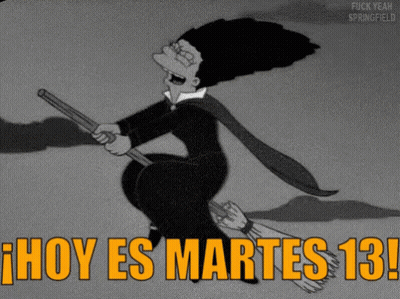Marge Simpson On Broom Saying Hoy Es Martes 13 GIF