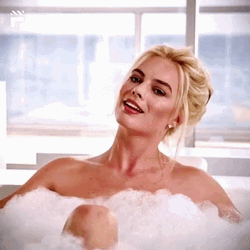 Margot Robbie Bubble Bath Drinking Wine GIF