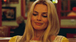 Margot Robbie Contemplating Taking Deep Breaths GIF