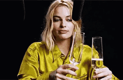 Margot Robbie Glass Toast Happy Birthday Drinks  GIF