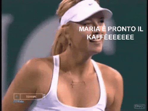 Maria E Pronto Il Kaffeeeee Is Written On A Tennis Player GIF