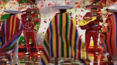 Mariachi Players Dancing In Front Of Miss Universe GIF