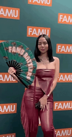 Mariah Buckles Holding Famu Fan GIF