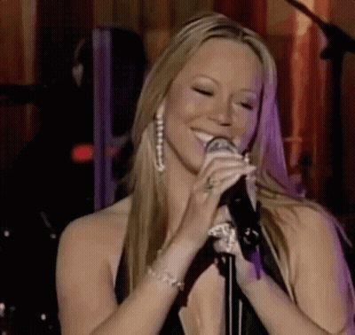 Mariah Carey Smiling Singing Into Microphone GIF
