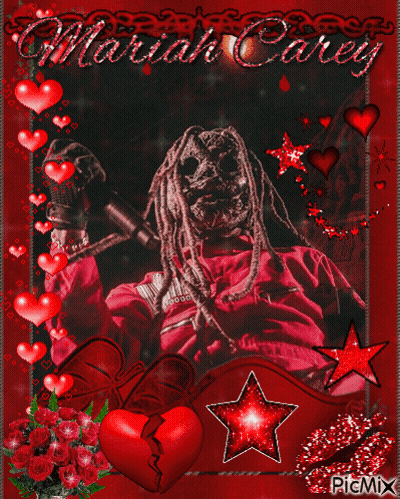Mariah Carey Surrounded By Red Hearts GIF