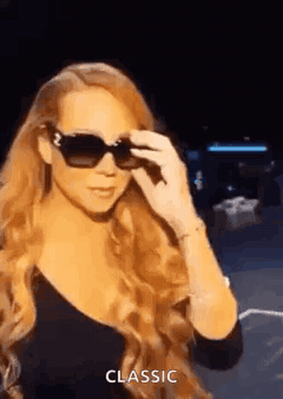 Mariah Carey Wearing Sunglasses And Black Dress GIF