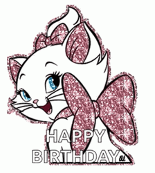 Marie Cat Glitter Happy Birthday GIF