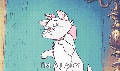 Marie From The Aristocats Is Standing In Front Of A Mirror And Says I 'M A Lady GIF