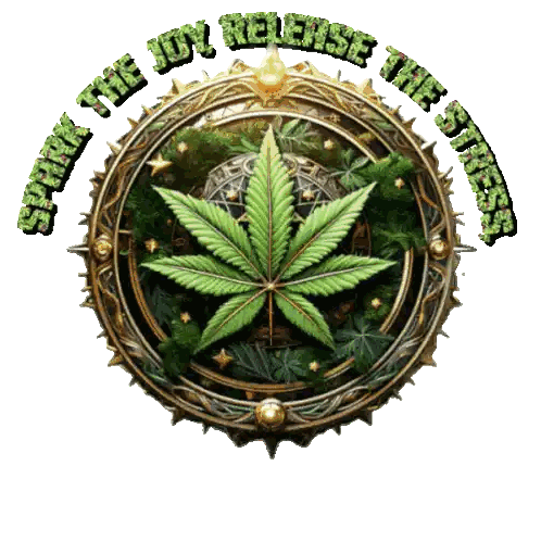 Marijuana Leaf Logo Spark Joy Release Stress Sticker