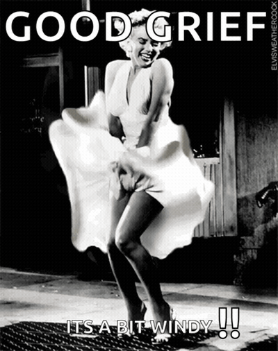 Marilyn Monroe Saying Good Grief It's Windy GIF