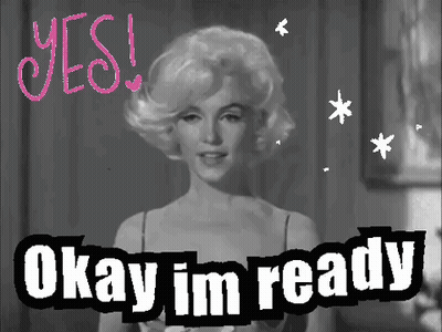 Marilyn Monroe Says Yes And Okay I 'M Ready In A Black And White Photo GIF