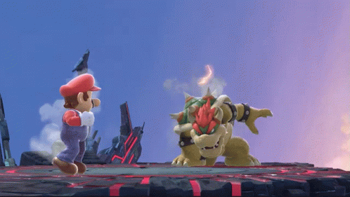 Mario And Bowser Playing Video Game GIF