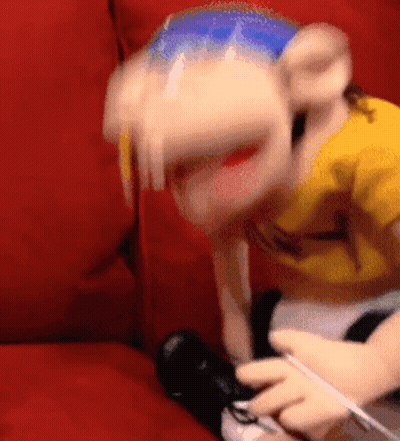 Mario And Jeff Puppet In Front Of McDonald's Happy Meals GIF