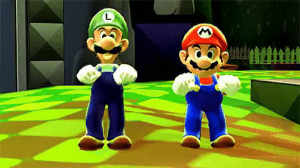 Mario And Luigi Are Dancing Together In A Video Game . GIF