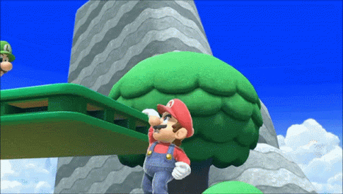 Mario And Luigi Are Playing A Video Game On A Mountain GIF
