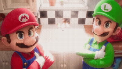 Mario And Luigi Are Standing Next To Each Other GIF