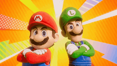 Mario And Luigi Are Standing Next To Each Other GIF