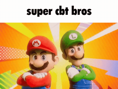 Mario And Luigi Are Standing Next To Each Other With Their Arms Crossed And The Words Super Cbt Bros Above Them GIF