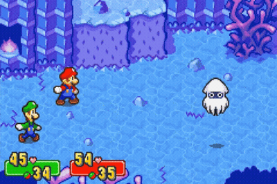 Mario And Luigi Fighting Squid GIF