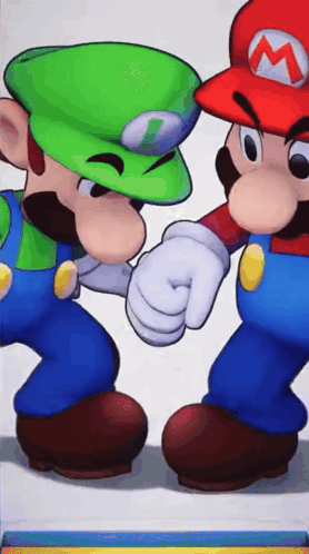 Mario And Luigi Giving Each Other A High Five GIF