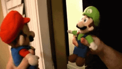 Mario And Luigi Hand Puppets GIF