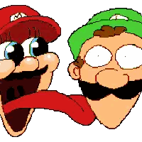 Mario And Luigi Pixel Art With Tongues Out Sticker