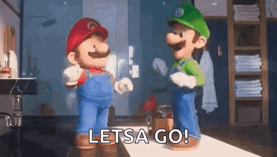 Mario And Luigi Saying Lets Go In Bathroom GIF