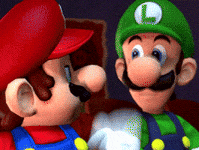 Mario And Luigi Standing In Video Game GIF