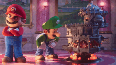 Mario And Luigi Standing Next To Each Other GIF